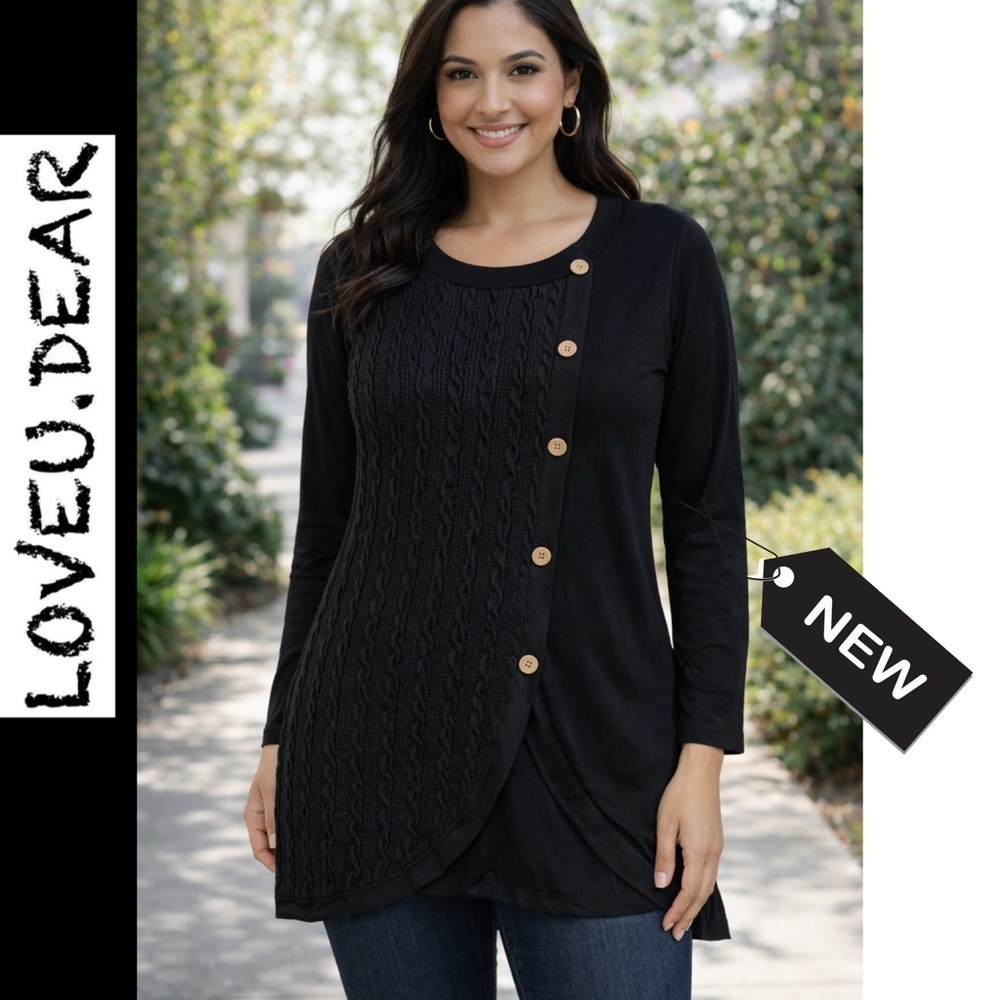 NWT LOVEU.DEAR split knit button tunic